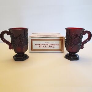 1982 Avon Cape Cod Ruby red glass mugs